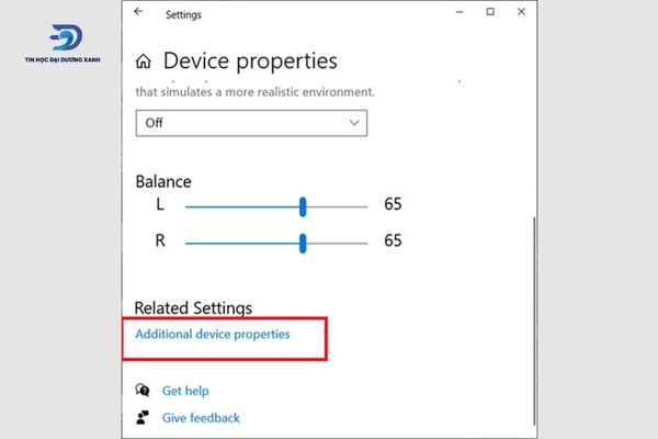 Chọn “Additional device properties” trong “Related Settings”