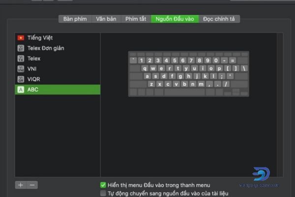 Chọn bộ gõ khác trên Macbook khắc phục lỗi gõ mất chữ