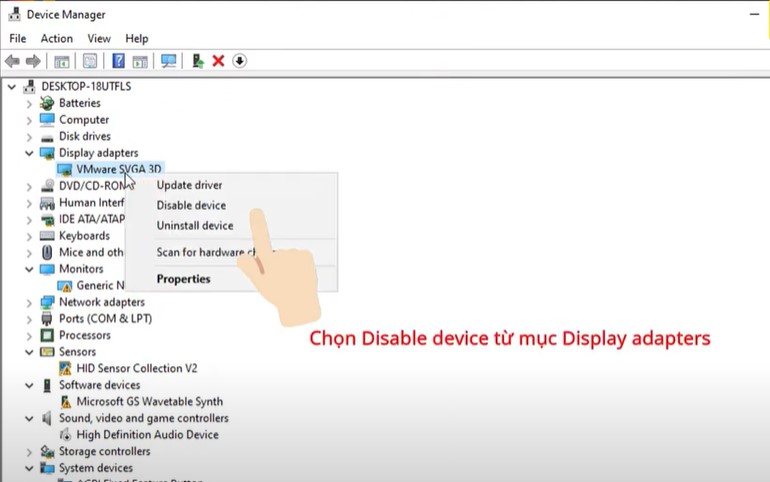 chọn Disable device