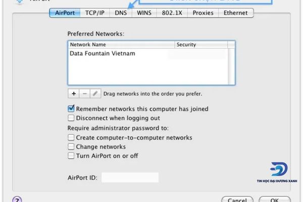 Chọn DNS trên Macbook