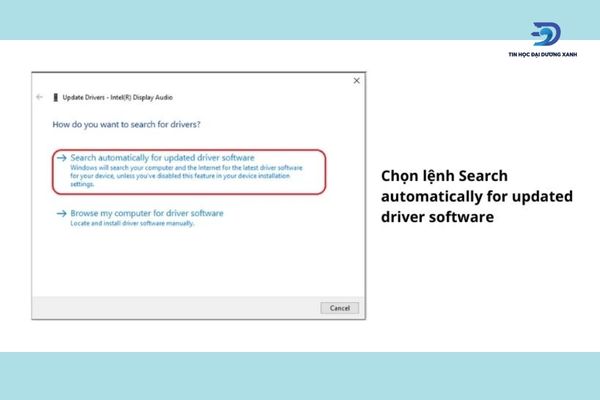 Chọn Search automatically for updated driver software
