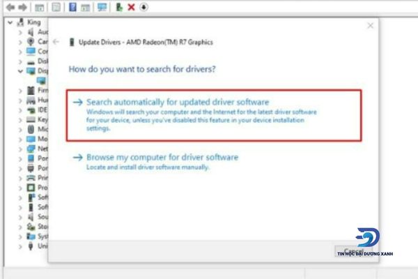 Chọn Search automatically for updated drivers software