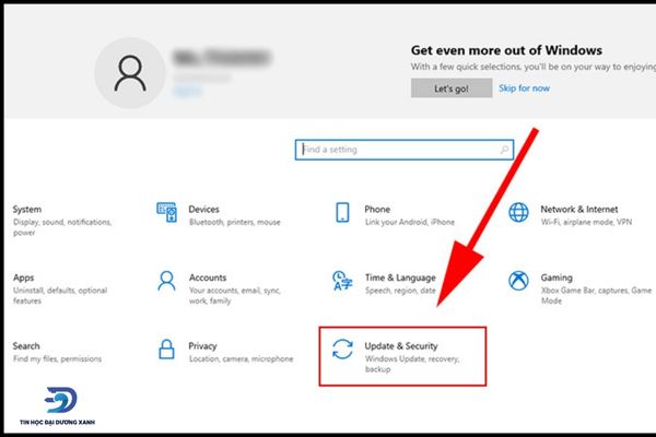 Chọn tổ hợp phím Windows + I > Chọn Update & Security