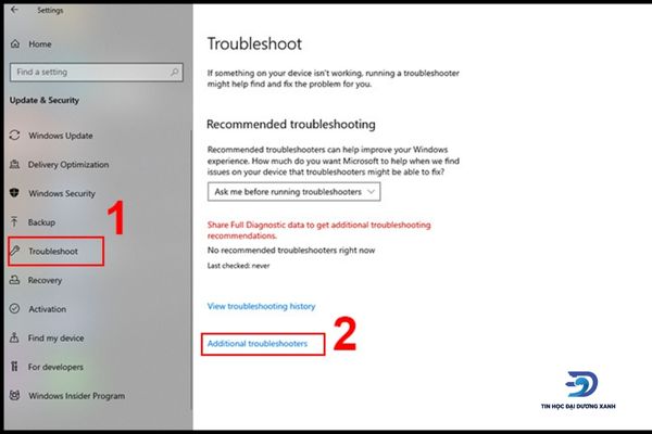 Chọn Troubleshoot > Additional troubleshooters