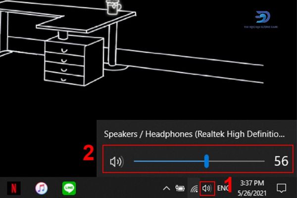 Điều chỉnh tăng âm lượng trực tiếp trên thanh Taskbar