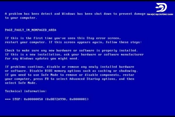 Lỗi màn hình xanh xuất hiện trên Windows 7