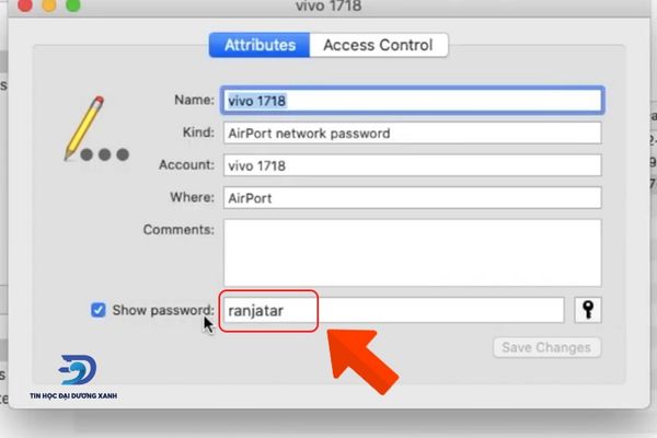 Mật khẩu wifi trên Mac hiển thị