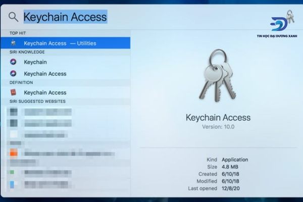 Nhập “Keychain Access”