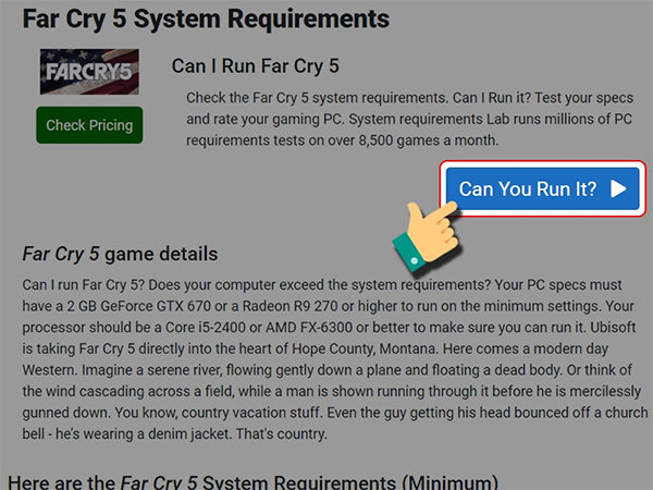 Máy bạn có cấu hình tối thiểu để chơi Far Cry 5 hay không?