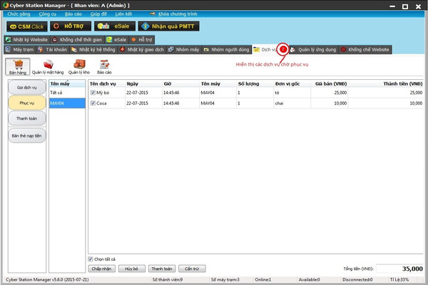 Phần mềm tính tiền phòng net Cyber Station Manager dành cho tiệm nét