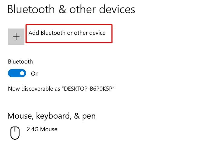 Click chọn Add Bluetooth or other device