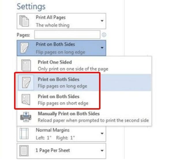 Chọn Print on Both Sides