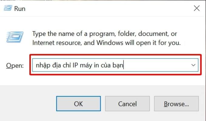 Nhập địa chỉ IP của máy in và ấn OK