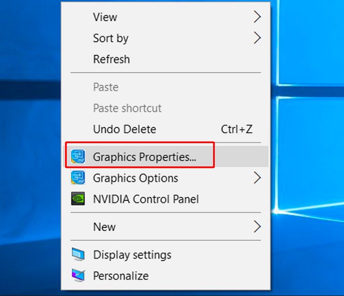 Chọn Graphics Properties ngoài màn hình