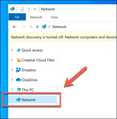 Mở Windows File Explorer và chọn tab Network