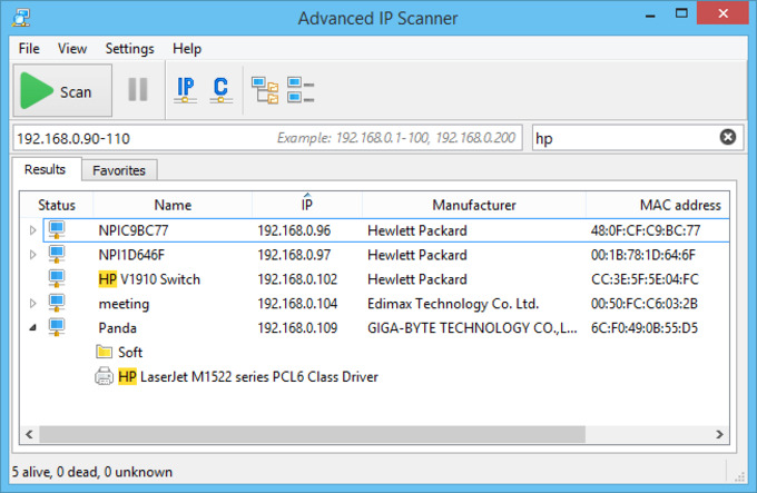 Advanced IP Scanner chịu trách nhiệm quản lý wifi trên PC miễn phí