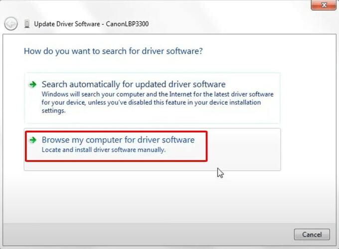 Chọn Browse my computer for driver software