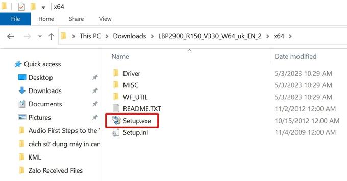 Chọn vào file Setup.exe để bắt đầu cài đặt