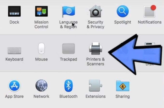 Chọn mục Printers & Scanners