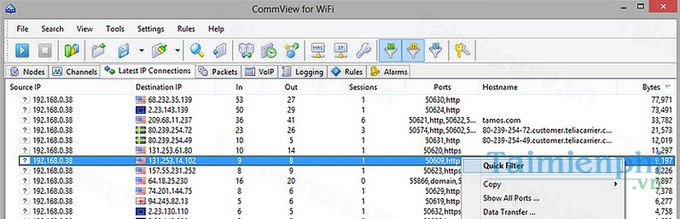 CommView for WiFi - một phần mềm khác quản lý wifi cho laptop