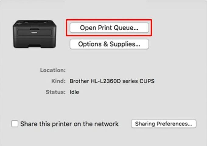 Chọn Open Print Queue để mở danh sách các lệnh in
