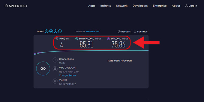 Kiểm tra tốc độ mạng qua tốc độ khi tải về (Download)